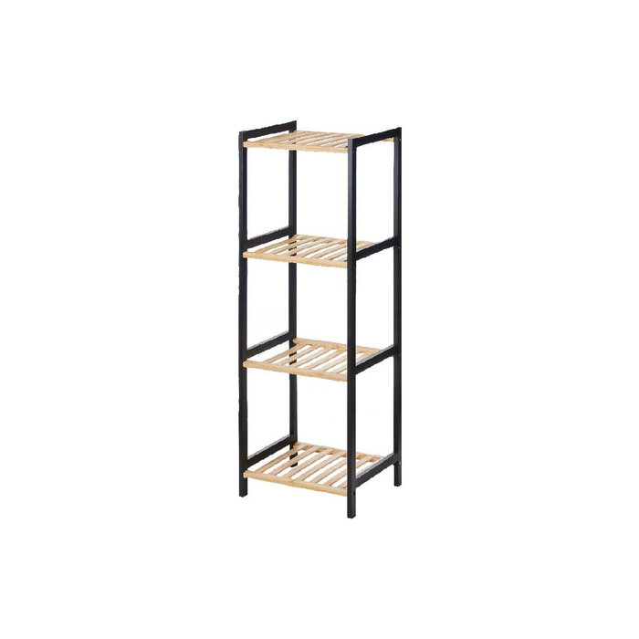 Berilo Estantería Cuadrada de 4 Estantes en Bambú y Madera Negro/Natural Berilo Estantería Cuadrada de 4 Estantes en Bambú y Madera Negro/Natural