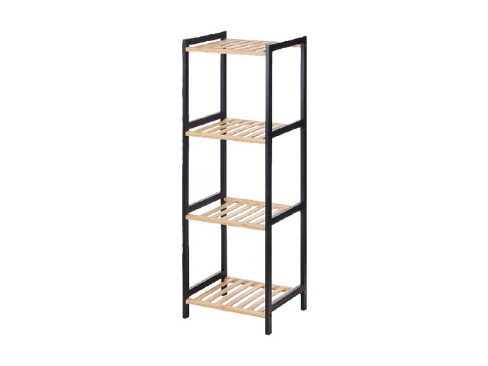 Berilo Estantería de Bambú 4 Estantes Color Negro, Estantería Cuadrada, Dimensiones 101x30x100 cm (Montado)
