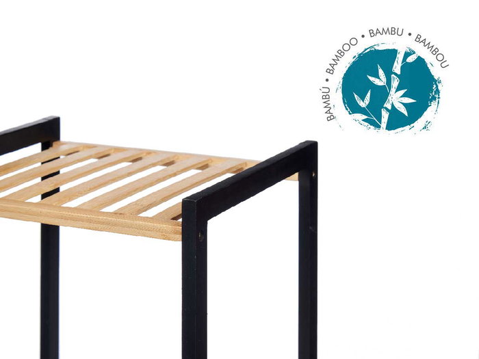 Berilo Estantería de Bambú 4 Estantes Color Negro, Estantería Cuadrada, Dimensiones 101x30x100 cm (Montado)