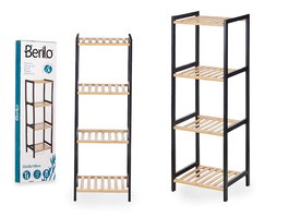 Berilo Estantería de Bambú 4 Estantes Color Negro, Estantería Cuadrada, Dimensiones 101x30x100 cm (Montado)