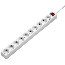 HAMA Regleta de Sobremesa con 10 Tomas y Cable 3 m, Blanco, Interruptor Individual, 69137234