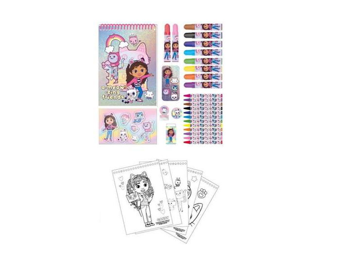 Cerdá Conjunto de Papelería Coloreable La Casa de Gabby Rosa 30x30x2.5cm para Niños 2-8 Años