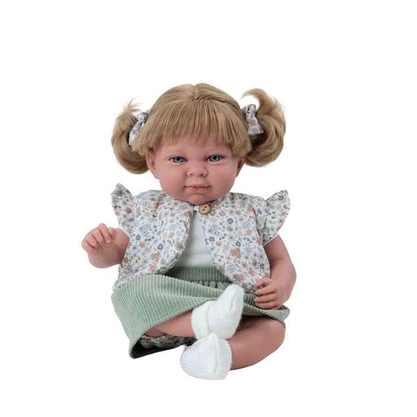 Muñecas Arias - Muñeca Elegance 40 cm con Mecanismo de Risa, Pelo, Color Verde, Pilas Incluidas (Idioma Español)