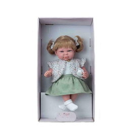 Muñecas Arias - Muñeca Elegance 40 cm con Mecanismo de Risa, Pelo, Color Verde, Pilas Incluidas (Idioma Español)