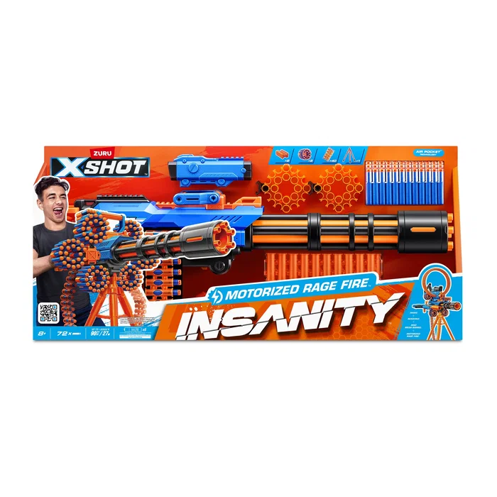 ZURU XSHOT Insanity - Rage Fire Lanzador Motorizado con 72 Dardos