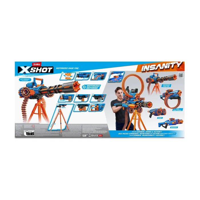 ZURU XSHOT Insanity - Rage Fire Lanzador Motorizado con 72 Dardos
