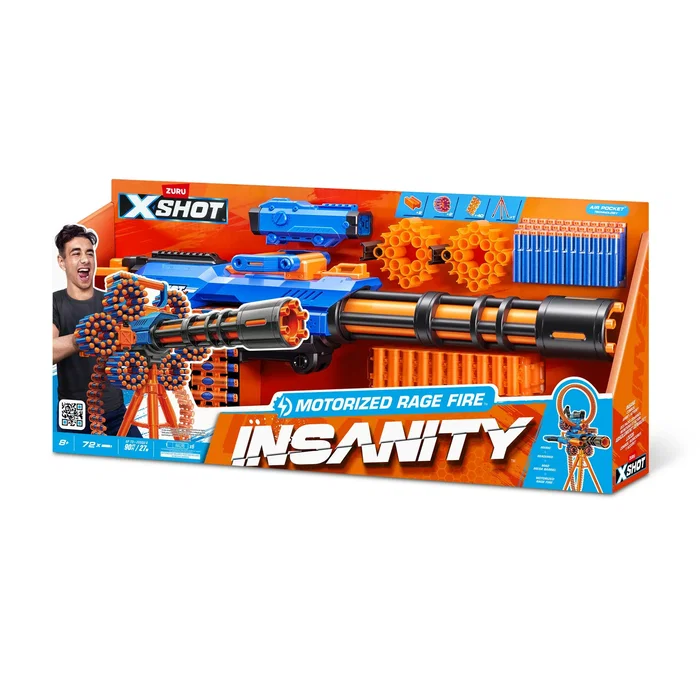 ZURU XSHOT Insanity - Rage Fire Lanzador Motorizado con 72 Dardos