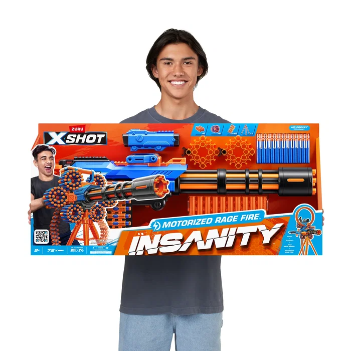ZURU XSHOT Insanity - Rage Fire Lanzador Motorizado con 72 Dardos