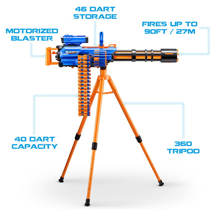 ZURU XSHOT Insanity Rage Fire Pistola de Juguete, 72 Dardos, Alcance 27m, 40 Disparos, Edad 8+