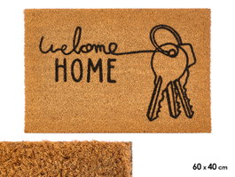 Giftdecor Felpudo Welcome Home 60x40 cm Fibra de Coco y Plástico PVC Natural Negro (Set de 10)