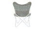DKD Home Decor Onari Sillon Estilo Boho en Algodon y Hierro, Azul y Blanco, 74x65x90 cm