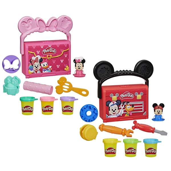 Hasbro Play-Doh Set de Juego Disney Junior On-The-Go Garaje o Panaderia Incluye 3 Botes y Accesorios Modelos Surtidos