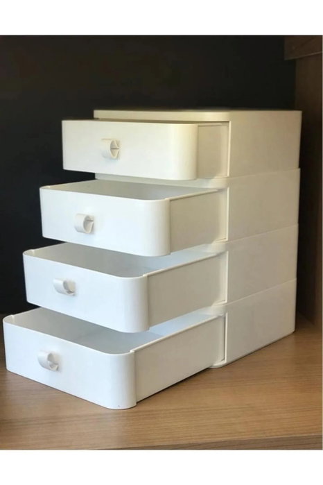 Hermia Organizador de Maquillaje Blanco 21 x 21 x 16 cm Plástico para Tocador