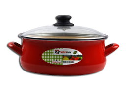 MAGEFESA Cacerola Finstock Serie Bianco Rosso con tapa de 24 cm