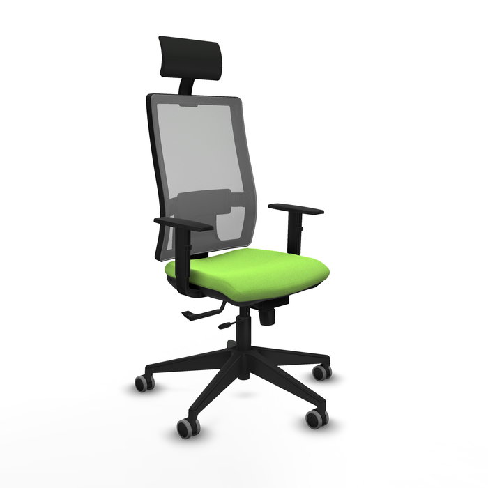 Silla de oficina Horna con mecanismo Sincro/Traslack tapizada con Tela color Pistacho y malla color Gris. Equipada con lumbar 1D, Brazos 1D, Cabecero Fijo y Ruedas 65 mm parqué Silla de oficina Horna con mecanismo Sincro/Traslack tapizada con Tela color Pistacho y malla color Gris. Equipada con lumbar 1D, Brazos 1D, Cabecero Fijo y Ruedas 65 mm parqué