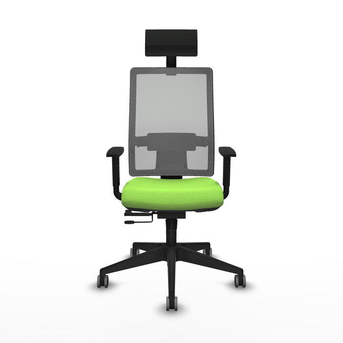 Silla de oficina Horna con mecanismo Sincro/Traslack tapizada con Tela color Pistacho y malla color Gris. Equipada con lumbar 1D, Brazos 1D, Cabecero Fijo y Ruedas 65 mm parqué Silla de oficina Horna con mecanismo Sincro/Traslack tapizada con Tela color Pistacho y malla color Gris. Equipada con lumbar 1D, Brazos 1D, Cabecero Fijo y Ruedas 65 mm parqué