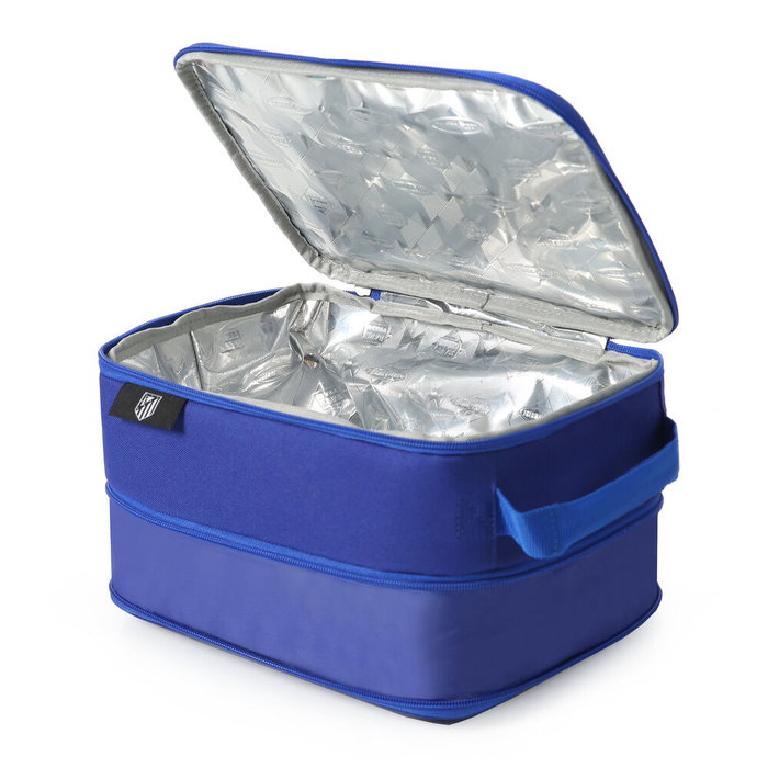 Atlético de Madrid Bolsa Porta Alimentos Térmica con Tupper - Tamaño 20.7x10.8x26.7cm, Poliéster 600D