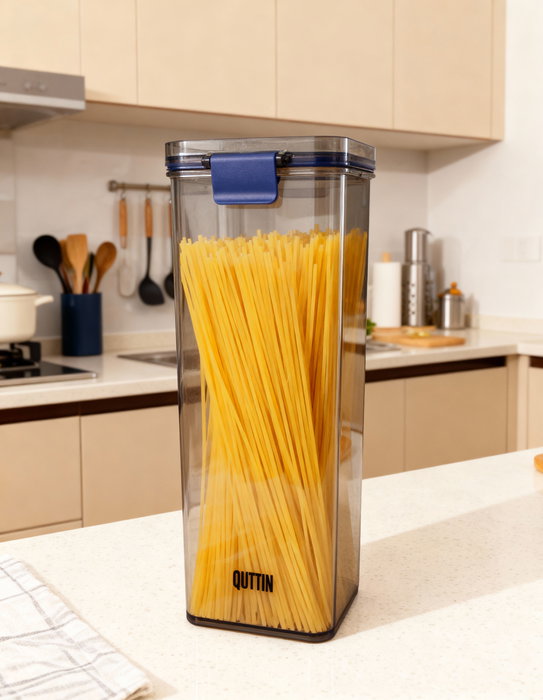 Inde Tarro Cuadrado de Plástico PET con Tapa Hermética de 2200 ml / 10 x 11.5 x 29 cm para Almacenamiento (12 Unidades)