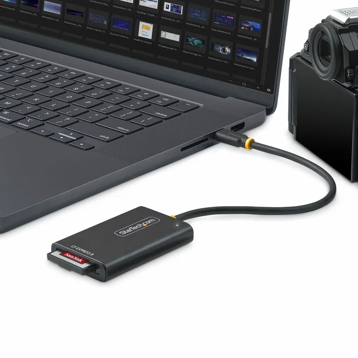 StarTech.com 1B-USB-C-CFE-ADAPTER - Lector de Tarjetas CFexpress Tipo B USB 3.2 Gen 2 Type-C 10Gbps - Negro - Compatible con Windows, macOS, Linux, ChromeOS - Con Cable Integrado