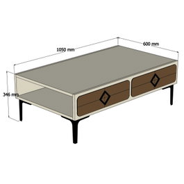 Hanah Home Samba - Blue Mesa de Centro, Diseño Moderno y Novedoso, Combinación de Nogal y Azul, Fabricada en Tablero de Partículas Recubierto de Melamina