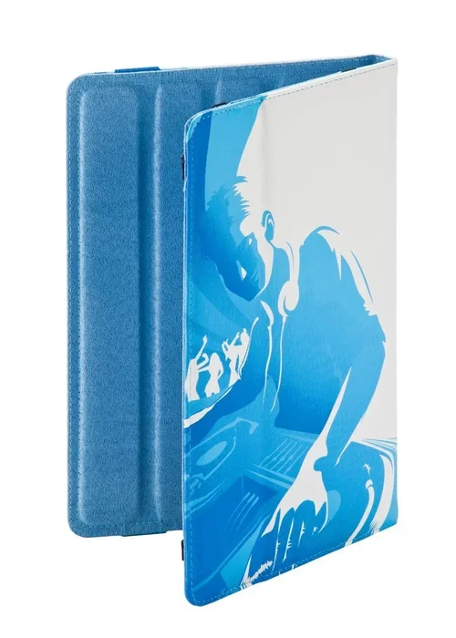 Ziron ZR112 Funda Folio para Tablet Universal 8" (20.3 cm) - Azul y Blanco, Polipiel, con Soporte para 6 Posiciones y Modo Espera