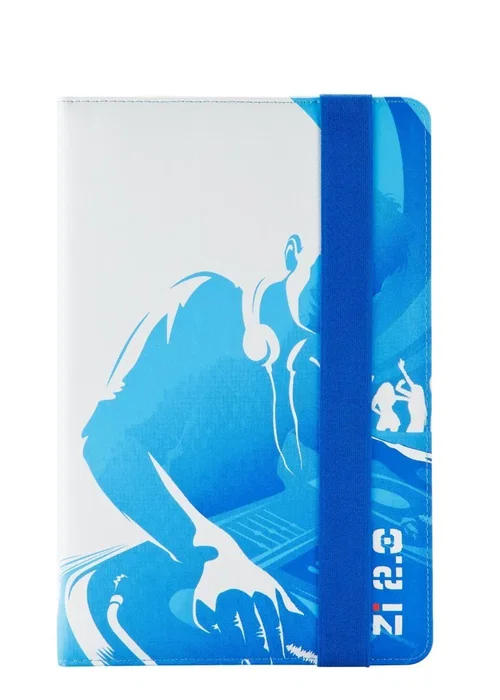 Ziron ZR112 Funda Folio para Tablet Universal 8" (20.3 cm) - Azul y Blanco, Polipiel, con Soporte para 6 Posiciones y Modo Espera