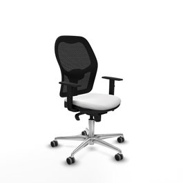 PIQUERAS Y CRESPO Silla de oficina Jorquera con mecanismo Sincro, tela blanca y malla negra