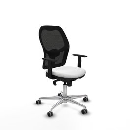 PIQUERAS Y CRESPO Silla de oficina Jorquera con mecanismo Sincro, tela blanca y malla negra