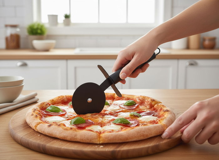Quttin Cortapizza Mango Acero 20 cm Black - 24,5 x 8,9 x 2 cm (24 Unidades)