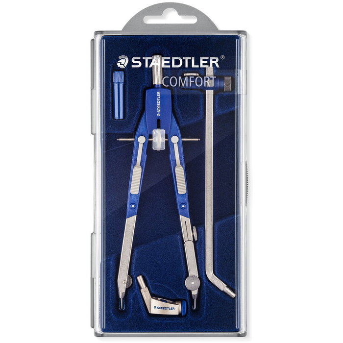 Staedtler Compás Mars Comfort 552 con Alargadera, Azul/Plata