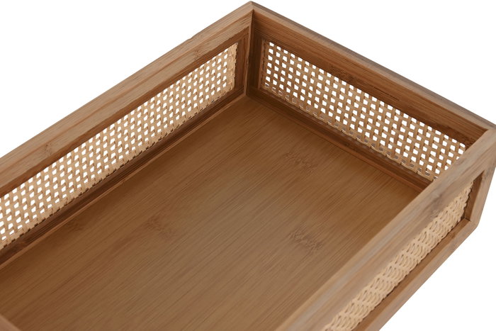 DKD Home Decor Bandeja de Bambú y Ratán Natural 26x17x7 cm DKD Home Decor Bandeja de Bambú y Ratán Natural 26x17x7 cm