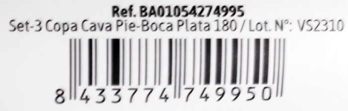 Algon Set 3 Copas de Cava Pie de Boca Plata 180 cc 7 x 7 x 21 cm (36 Unidades)