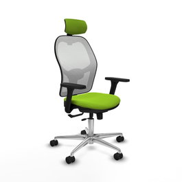PIQUERAS Y CRESPO Silla de oficina Jorquera con mecanismo Sincro/Traslack, Pistacho y Blanco