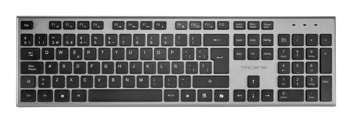 Tacens Combo Gaming Inalámbrico ZENITHES - Teclado Español Full-Size QWERTY, Ratón Óptico 3200 DPI, Alfombrilla de Precisión - Gris - Kit 3-en-1 con SmartKey Copilot AI