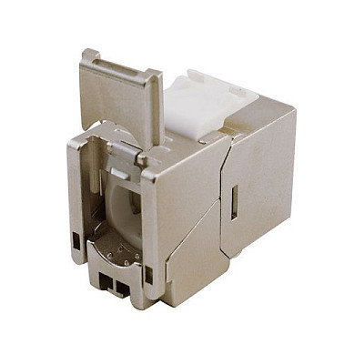 EQUIP Equip 767223 Jack Keystone plano Cat6A blindado (geschirmt) LSA hembra RJ-45 para 10GBase-T, color plata, pack de 8 unidades