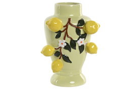DKD Home Decor Jarrón de Cerámica Limones Verde