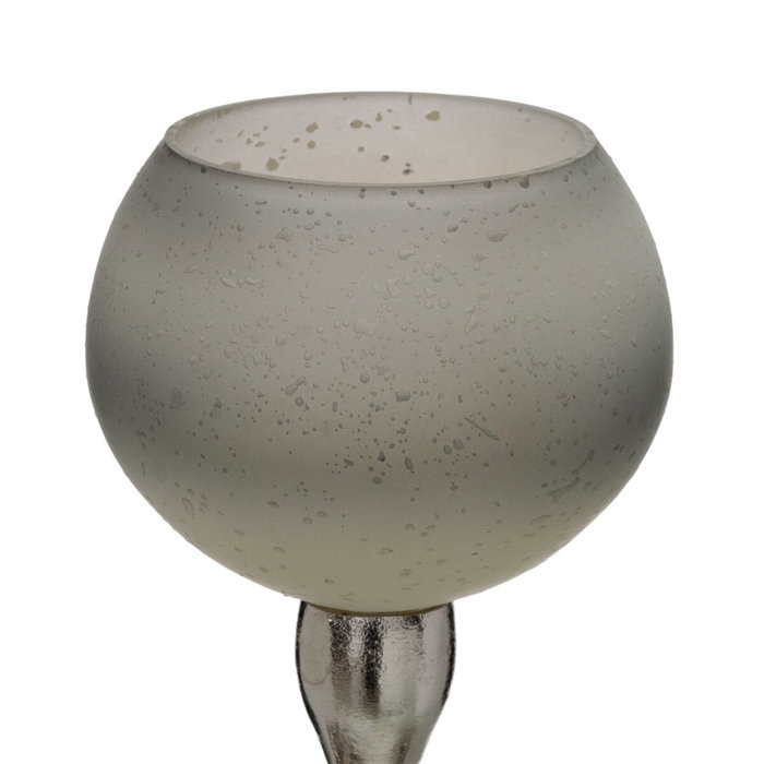 Ixia Portavelas Gris-plata Aluminio-cristal 11 x 11 x 56 cm