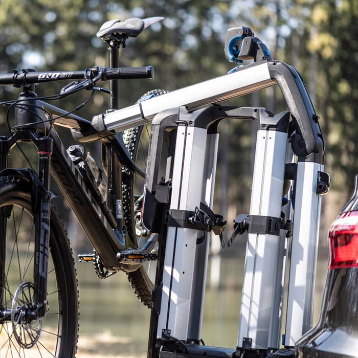XLC Almada Work-E Portabicicletas 2en1 Plegable Ajustable 3 Posiciones Cuadro Ø25-80mm Carga 2 Bicis 30kg C/U Ruedas 2.8" 13 Pines