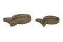 DKD Home Decor Set de 2 Bandejas de Seagrass y Metal con Diseño de Pez, Natural