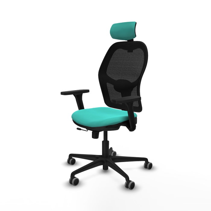 PIQUERAS Y CRESPO Silla de oficina Jorquera con mecanismo Sincro/Traslack, Turquesa y Negro