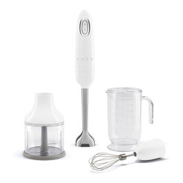 Smeg HBF03WHEU Batidora de Inmersión 700W con Vaso 1.4L y Picadora Blanco