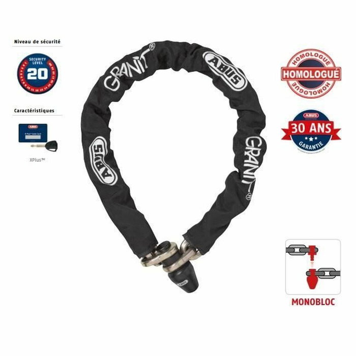 Abus Cerradura monobloque de cadena 1480/120 con eslabones de 14 mm y cilindro XPlus Abus Cerradura monobloque de cadena 1480/120 con eslabones de 14 mm y cilindro XPlus