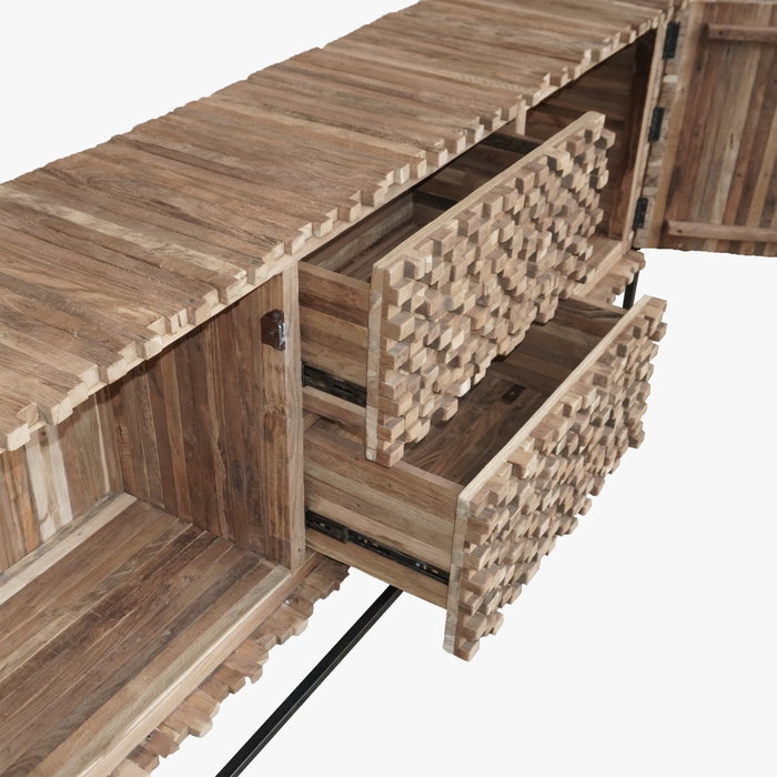 DKD Home Decor Buffet Colección Cubic Item Home Teca Reciclada 45 x 80 x 200 cm