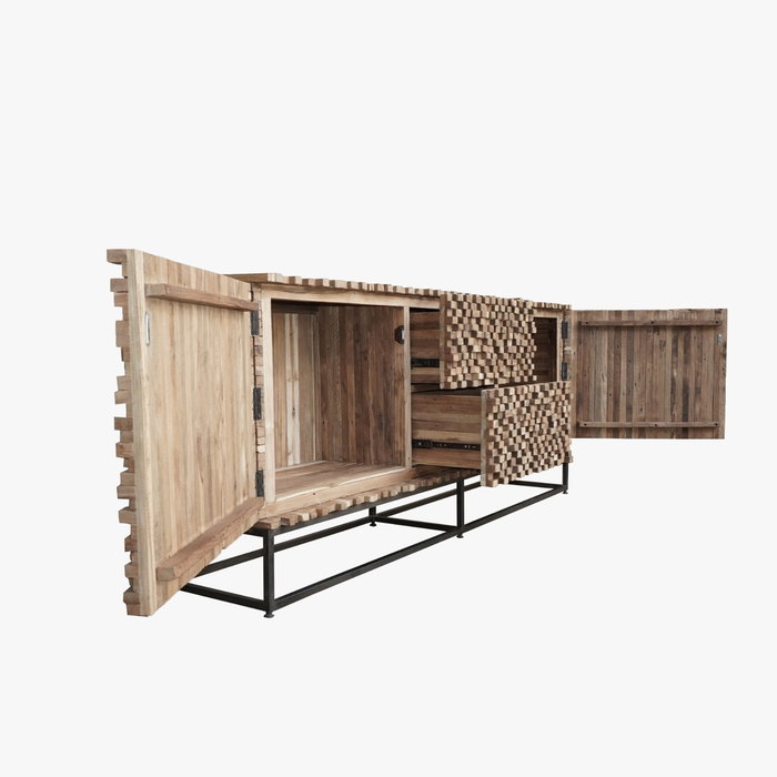 DKD Home Decor Buffet Colección Cubic Item Home Teca Reciclada 45 x 80 x 200 cm