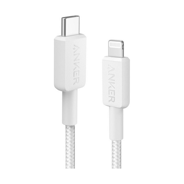 Anker 322 Cable USB-C a Lightning para iPhone, 0.9 m, Conector Derecho Macho, Blanco, Modelo A81B5G21 Anker 322 Cable USB-C a Lightning para iPhone, 0.9 m, Conector Derecho Macho, Blanco, Modelo A81B5G21