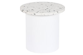 DKD Home Decor Mesita Auxiliar Terrazo y Madera DM Blanco