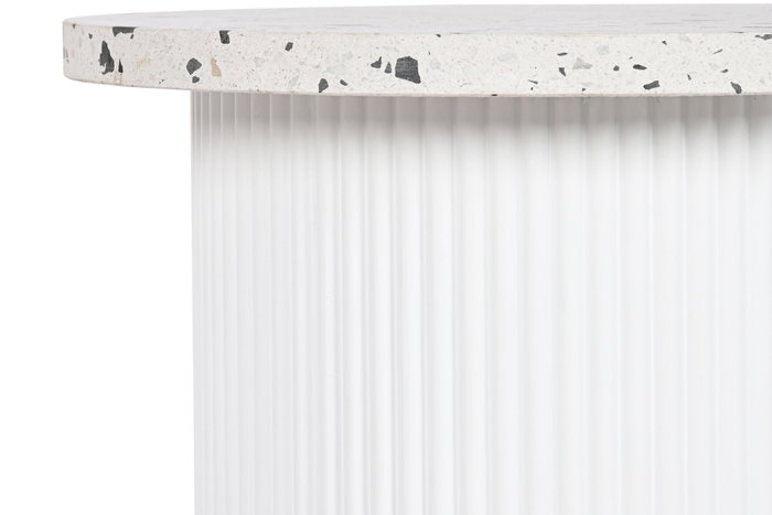 DKD Home Decor Mesita Auxiliar Terrazo y Madera DM Blanco DKD Home Decor Mesita Auxiliar Terrazo y Madera DM Blanco