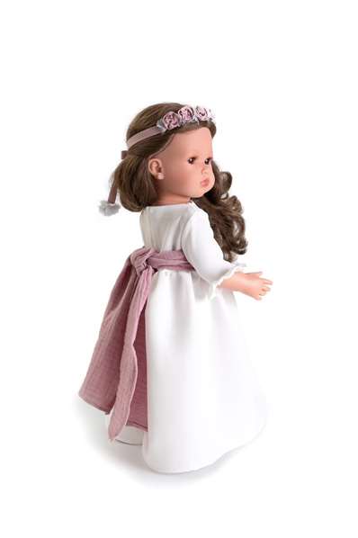 Antonio Juan Muñeca Comunión Bella Morena con Diadema y Pendientes 45 cm