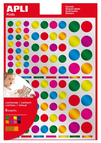 Gomets Apli Metalizados Bolsa 6H Permanentes Circulos Multicolor 7 Col.Surt. 624 Uds. (13529) (Set de 10) Gomets Apli Metalizados Bolsa 6H Permanentes Circulos Multicolor 7 Col.Surt. 624 Uds. (13529) (Set de 10)
