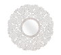 GINER Y COLOMER Espejo Redondo Decorativo Tallado a Mano, MDF, Acabado Pátina Blanca, Diámetro 120 cm
